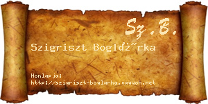 Szigriszt Boglárka névjegykártya
